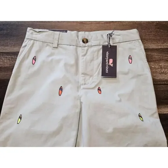 Vineyard Vines Boys Cotton Surf Board Print Straight Leg Pants Size 14 Aqua Sky - Picture 2 of 5